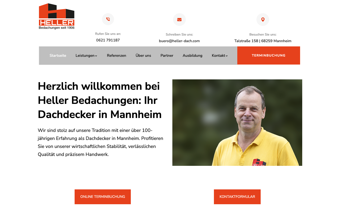 Website von Heller Bedachungen