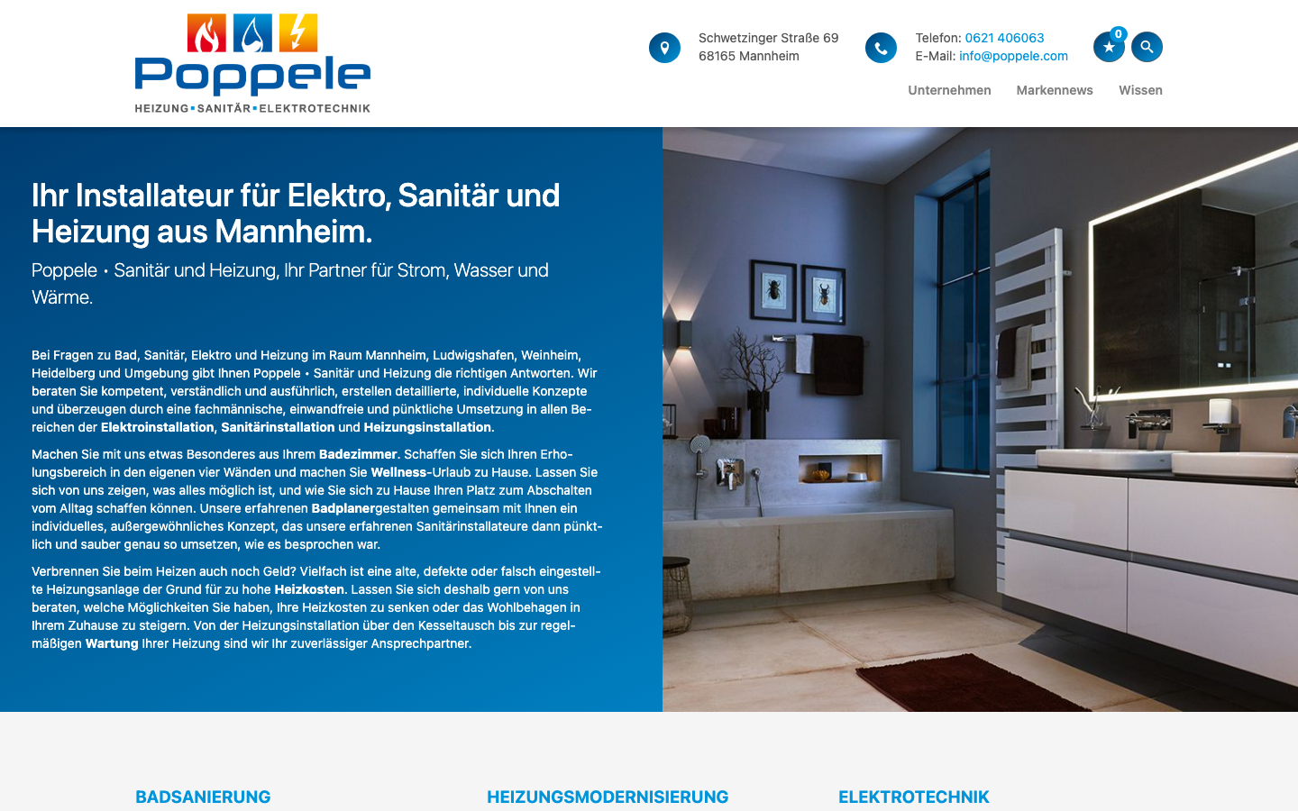 Website von Poppele am Laptop