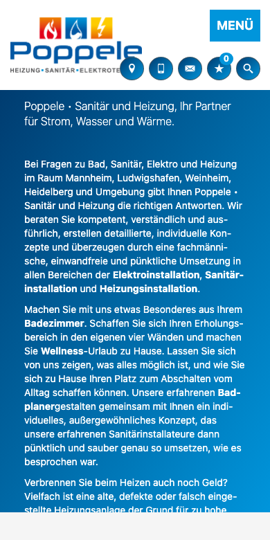 Website von Poppele am Handy